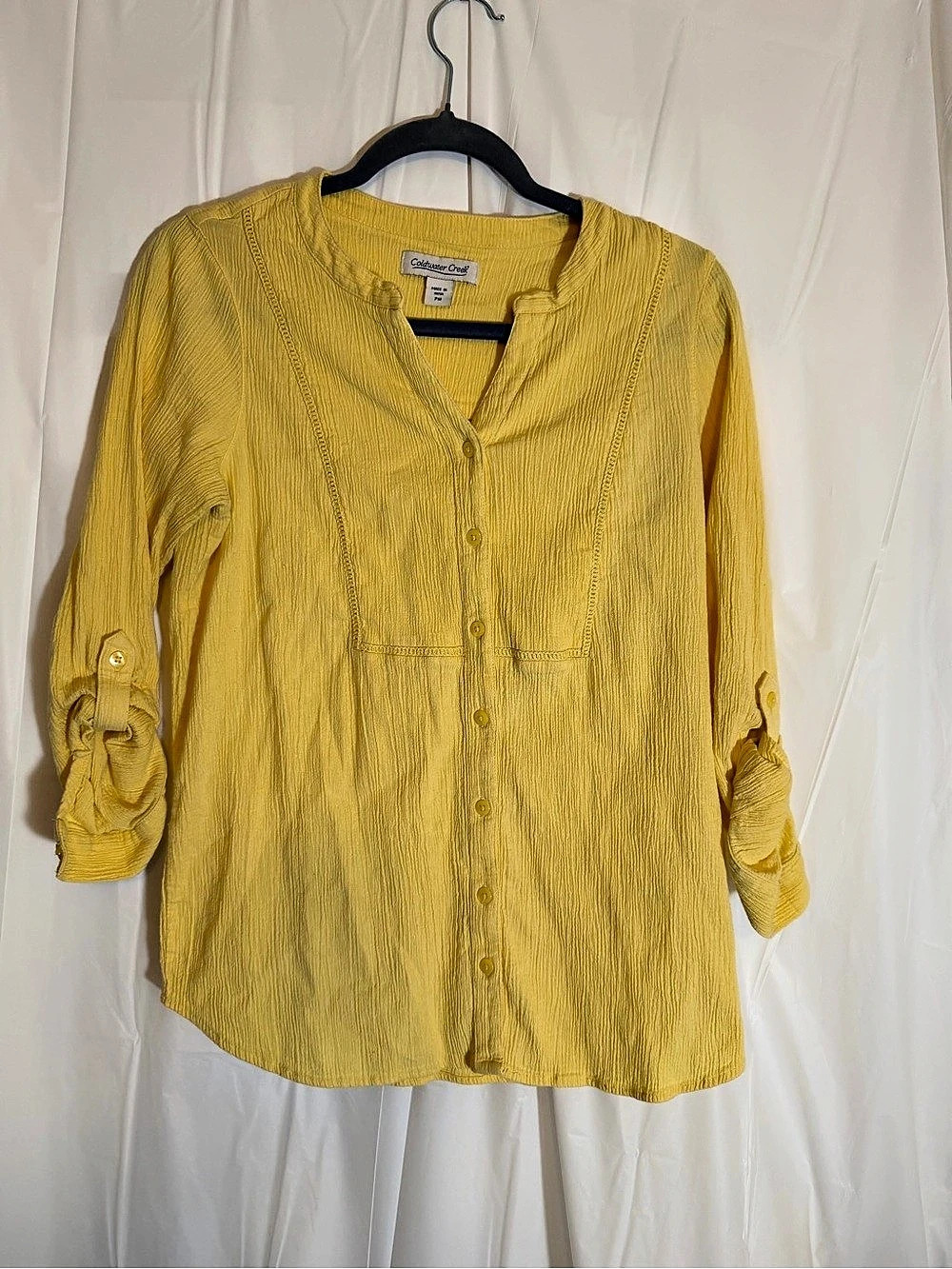 Coldwater Creek Textured Yellow Blouse Size PM